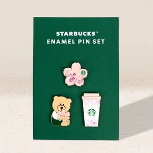 🆕 Starbucks Spring Cherry Blossom Limited Edition Enamel Pin Set of 3
